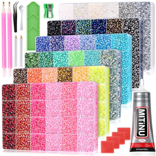 36 Colors Resin Rhinestone Bedazzling Kit with 160,000 Pcs and Jewelry Glue