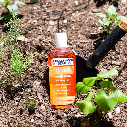 Hollywood Beauty Carrot Hair Oil, 8oz Bottle, Hair, Scalp, Skin, Nail, & Massage Oil, Helps Repair Damaged Hair & Skin, Can be Used as a Hot Oil Treatment