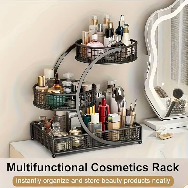Calaytaly 3-Tier Metal Makeup Organizer for Vanity & Bathroom Countertop