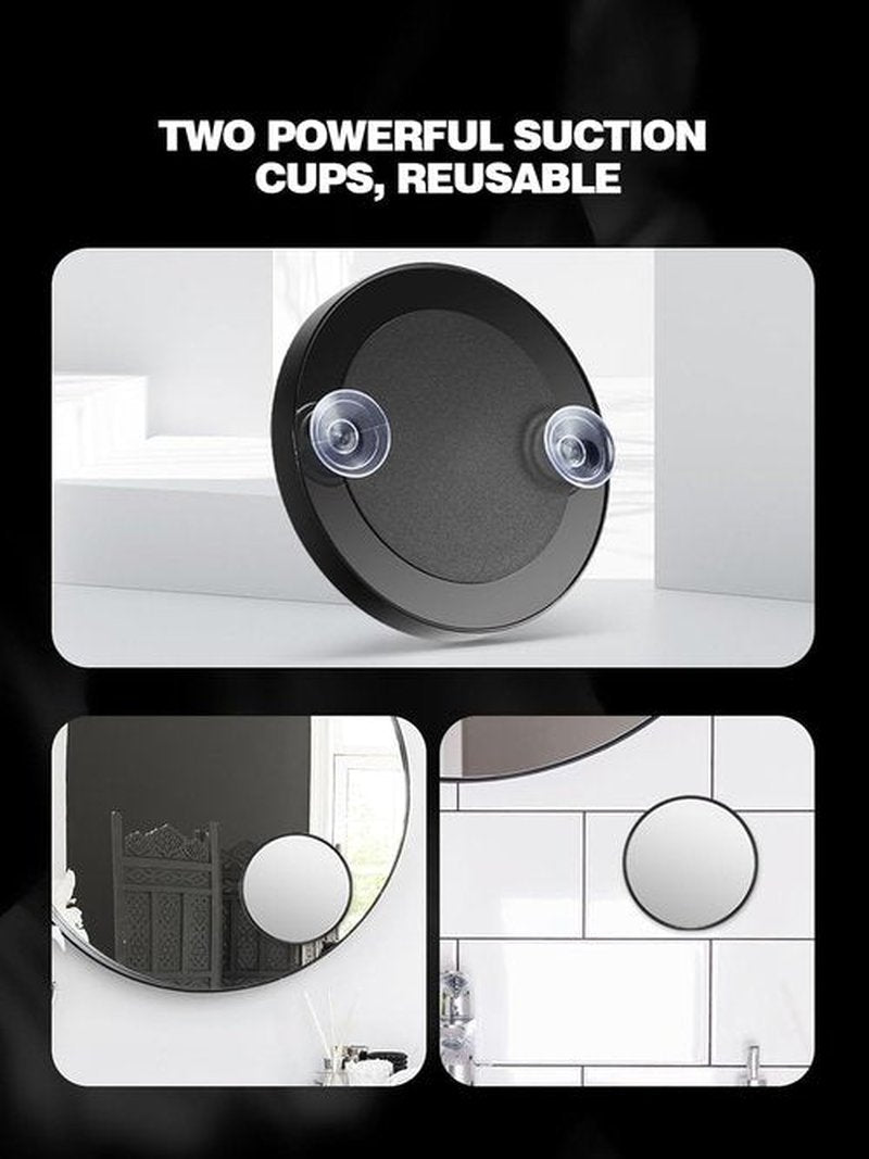 20X/30X/40X Magnifying Mirror with Suction Cups and Tweezers Set, 3.5 inches Travel Magnified Makeup Mirror, Black, 3PCS