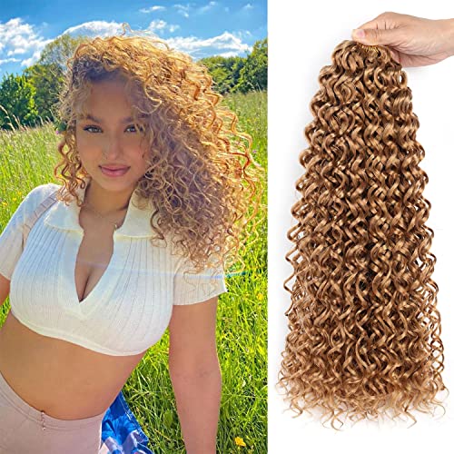 14 Inch Water Wave Crochet Hair Extensions 8 Packs - Gold Blonde 27#