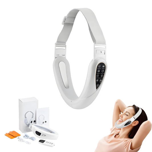 Contourflex 4-in-1 Massager for Face, Facial Sculpting Device for Double Chin,5 Modes & 15 Intensities, Tightens Jawline(White)