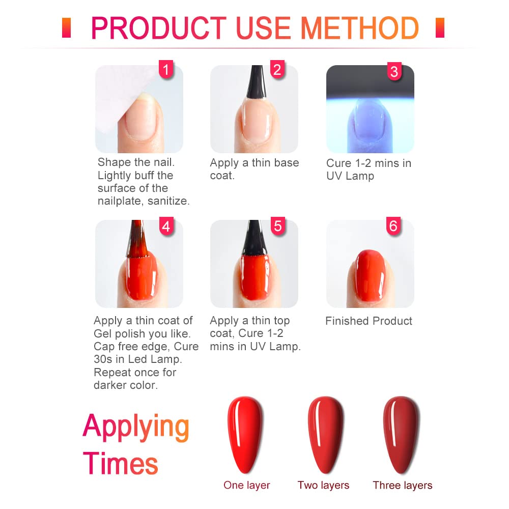 VENALISA Jelly Red Gel Nail Polish, 1 Pcs Burgundy Dark Red Gel Polish Transparent Sheer Color High Gloss Soak Off U V Nail Manicure Salon and DIY at Home Gifts for Women