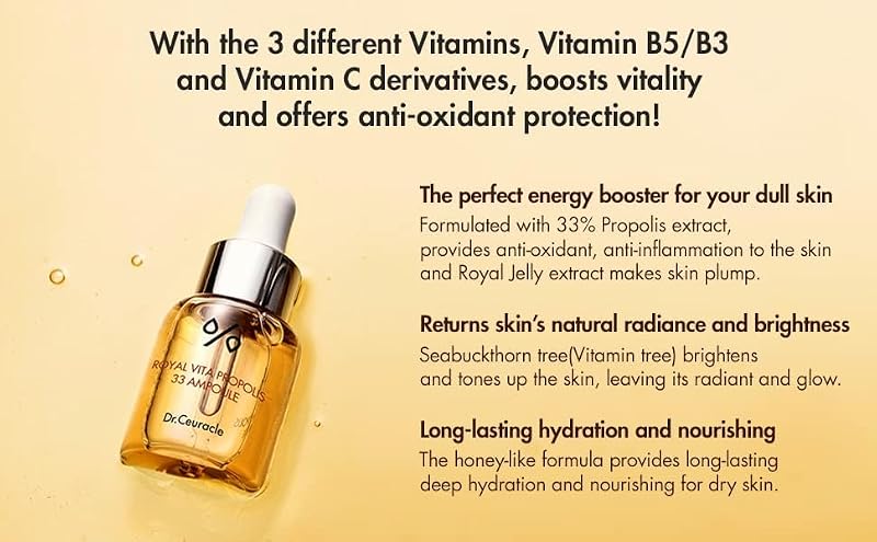Hydrating Vitamin Serum with Royal Jelly & Propolis - Face Brightening & Anti-Aging