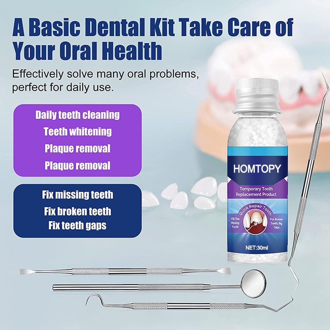 Tooth Provisional Teeth Kit, DIY Heat Fit Beads for Replacing Missing & Broken Teeth, Provisional Restoration & Denture Replacement