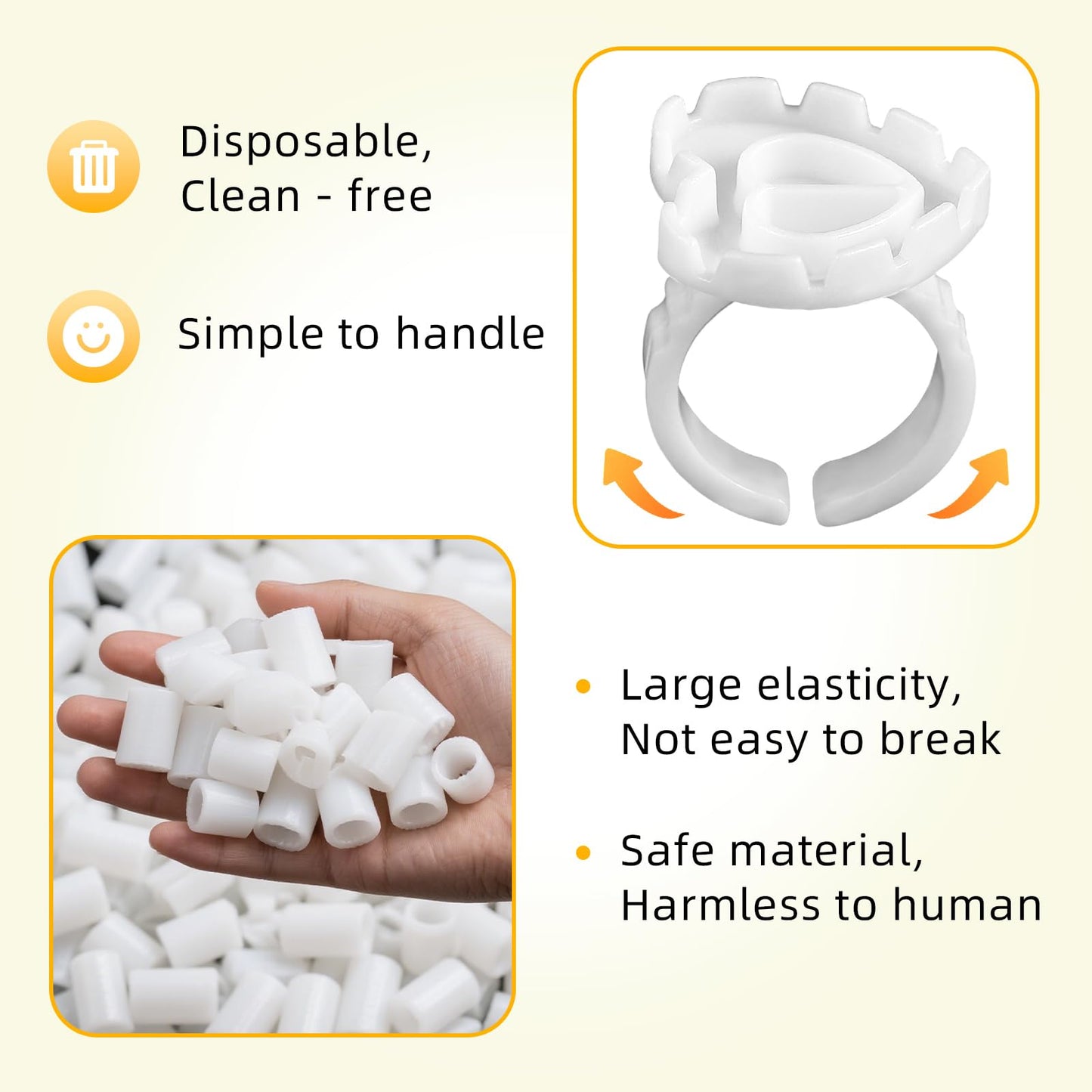 300PCS White Glue Rings for Eyelash Extension,Lovely Heart Shape Rings for Lashes,Disposable Lash Glue Holder for Lash Extension Makeup Plastic Nail Supplies (White-h, Heart - shaped)