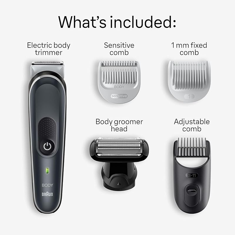 Braun Body Groomer 5360 Series 5 for Men – SkinSecure, 100-Minute Cordless, Wet & Dry