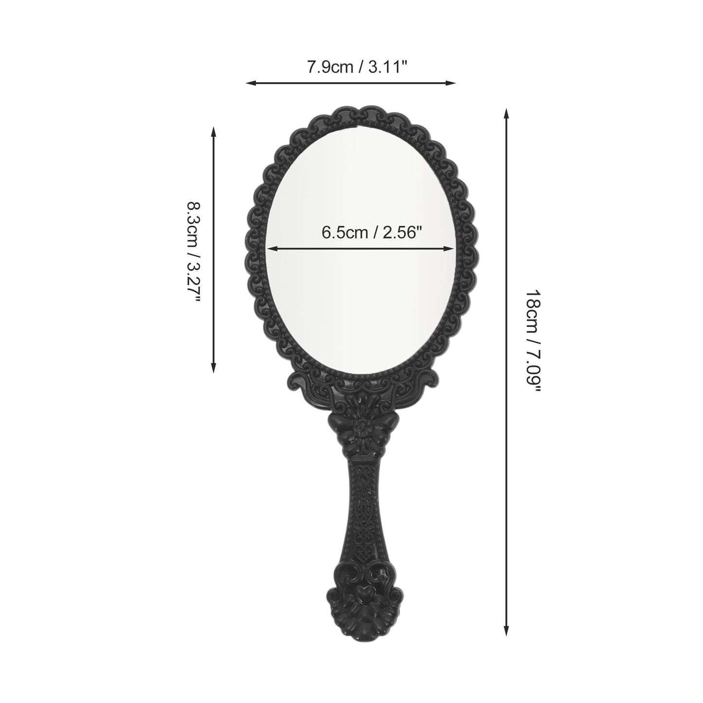 Delicate Handheld Mirror Black 2 Pcs