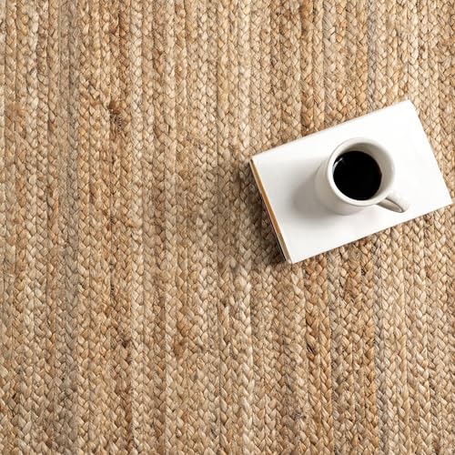 Natural Jute Area Rug 4' Round Flatweave Home Decor