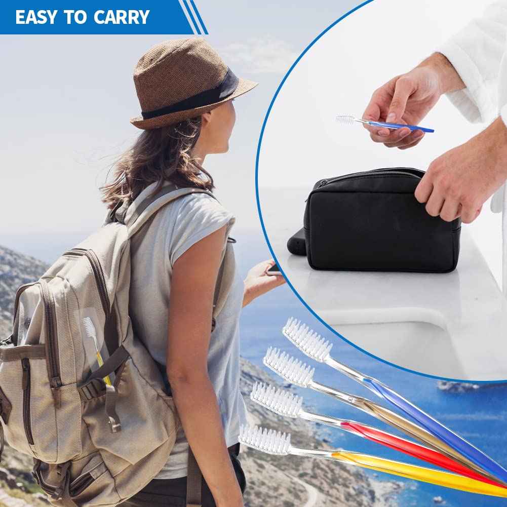 YOUKE OLA 200 Disposable Toothbrushes Individually Packaged Multi Color Pack Affordable Bulk Pack of Disposable Manual Tooth Brush Perfect for Hotel, Guest, Camping, Travel, Giveaways | Medium