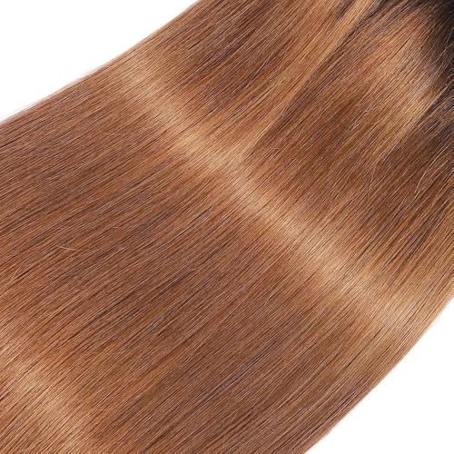 Yuksoocosh Light Brown #30 Human Hair Bundles 8-30 Inch Straight Brazilian Virgin Hair