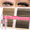 Calphdiar DIY Lash Extension Kit Wispy Eyelash?Extension Kit D Curvature Lash?Clusters Kit 8-16mm 474pcs Lashes Extension Kit with Lash Bond and Seal, Lash Tweezers, Eyelash Brush(40+60+80+100D)