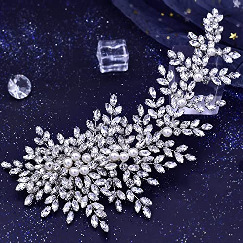 Silver Wedding Hair Comb with Pearls and Rhinestones Bridal Hair Accessory