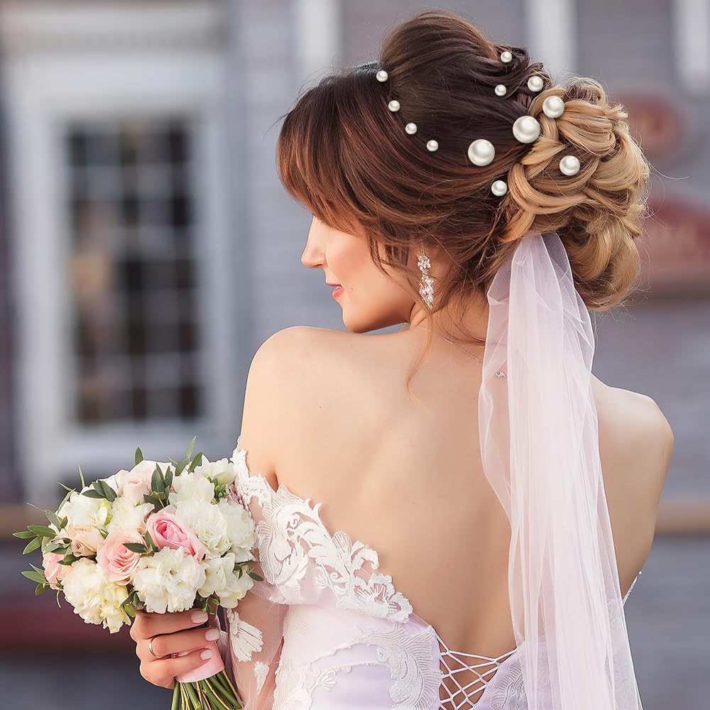 Dayofun 18 Pieces Wedding Pearl Hair Pins, U Pearl Shaped Hair Accessories for Brides Bridesmaids Women, Gold