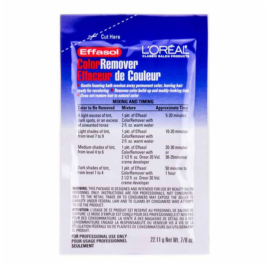 L'Oreal Effasol Color Remover, Leaves Hair Ready for Recoloring, 1 Packet