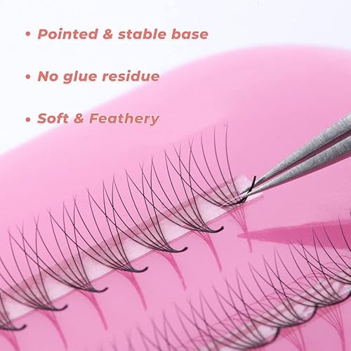 500 Eyelash Extension Promade 4D to 16D Not Premade, Ultra Lash Fans 0.03/0.05/0.07mm Thickness, C D Curl Lashes, 8 - 16mm Length for Easy Volume Individual Eyelash Extensions Clusters DIY(8D-0.05-C (9mm))