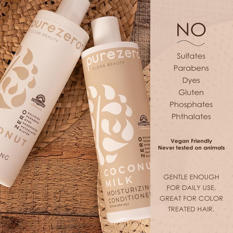 12 Fl Oz Coconut Milk Shampoo & Conditioner Set - Vegan, Sulfate-Free, Hydrating