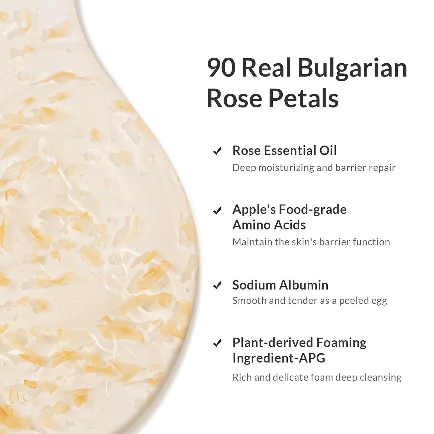 Rose Oil Anti-Aging Body Wash with Real Petals | Deep Moisturizing Shower Gel for Dry Skin, 16.9 fl oz