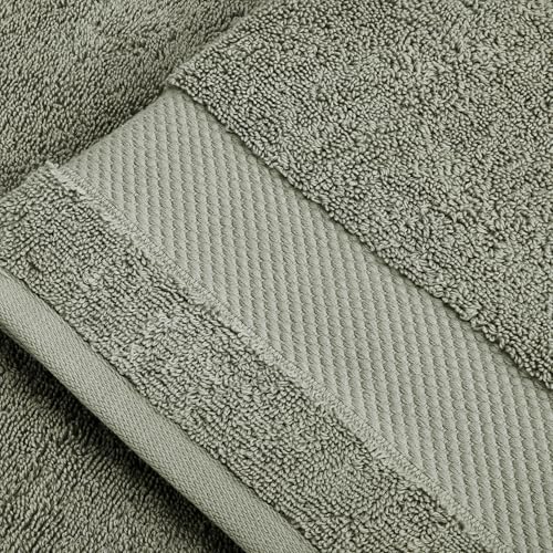 BIOWEAVES 100% Organic Cotton 700 GSM Plush Luxury Bath Towels for Bathroom 30" x 58" GOTS Certified - Sage, Pack of 2