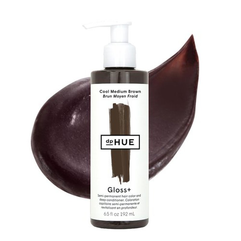 dpHUE Gloss+, Cool Medium Brown - 6.5 oz (8-12 Applications) - Semi-Permanent Hair Color & Conditioner - Lasts Up to Eight Washes - Paraben, SLS & SLES Sulfate Free - Vegan, Leaping Bunny Certified