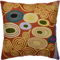 Klimt Rust Pillow Cover | Art Nouveau Bronze Pillows | Mid Century Modern Copper Pillowcase | Modern Chair Cushion | Modern Farmhouse Pillows | Hand Embroidered Wool Size 18x18