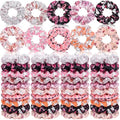 Halloween Satin Hair Scrunchies - Ghost & Pumpkin Elastic Ties - 80 Pack - Pink & Spooky Styles