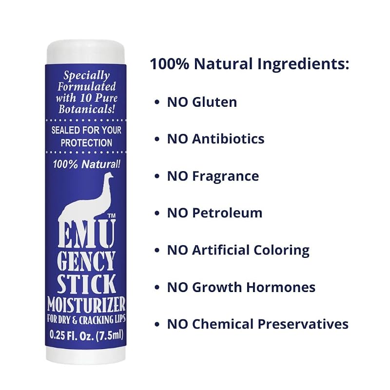 EMUgency All-Purpose Pocket Stick — 0.25 oz, 3 Pack Lip & Skin Moisturizer