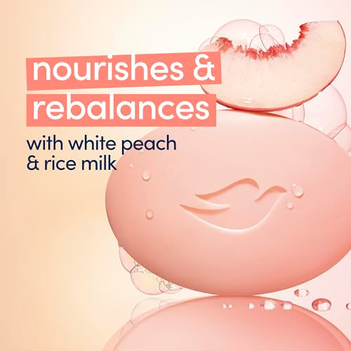 Dove Rebalancing White Peach & Rice Milk Beauty Bar Soap - Moisturizing, pH Balanced, 14 Pack