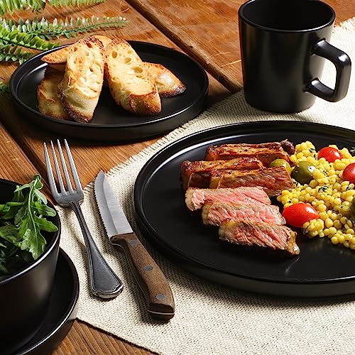 Gibson Home Bowery 32-Piece Matte Black Stoneware Dinnerware Set for 8