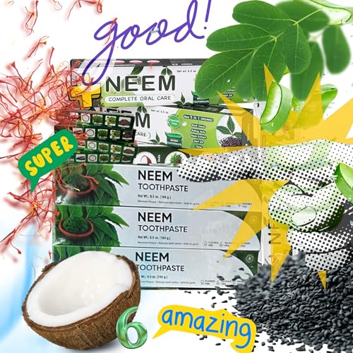 Organic Neem Tulsi Herbal Toothpaste Pack of 6 - Fluoride-Free, Vegan Oral Care
