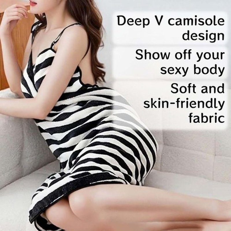 GlowWrap Towel with Straps, Chic Cache Glow Wrap Towel, Wearable Towels Dress Absorbent Bath Robe, Stays Secure No Slipping (Black Stripes,X Large)