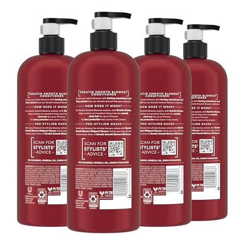 Keratin Smooth Conditioner 28 oz 4-Pack for Frizz Control & Sleek Hair