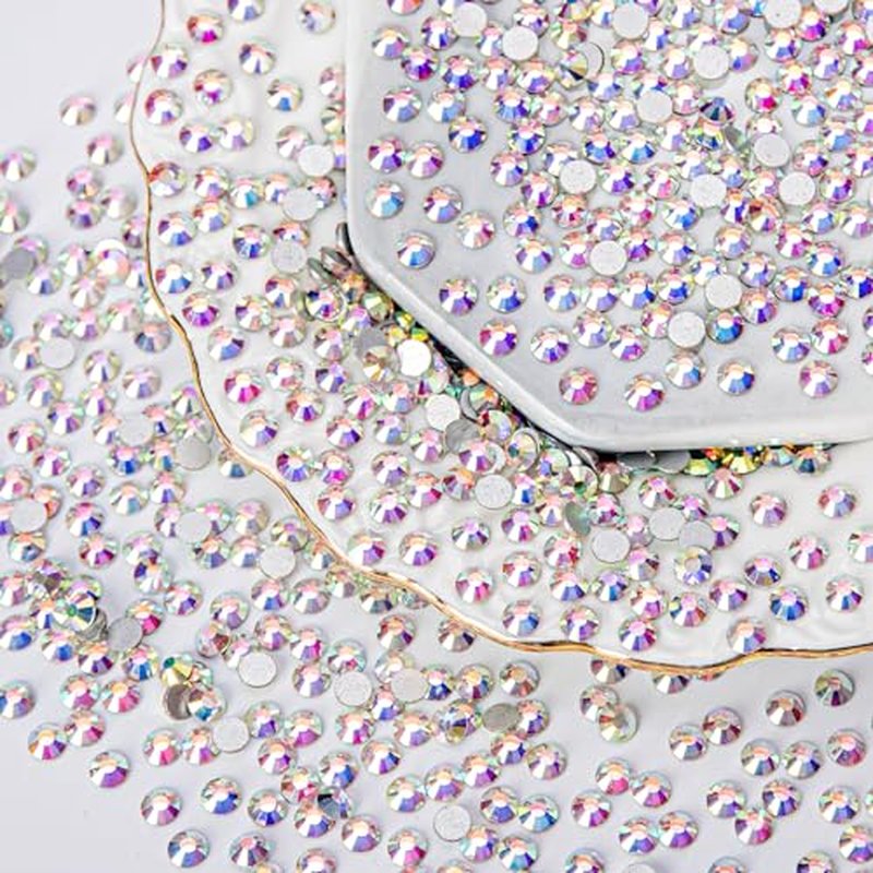 10000PCS Crystal AB Rhinestones Bulk, Flat Back Crystal Glass Stone Round Gems,SS20, 4.6-4.8mm