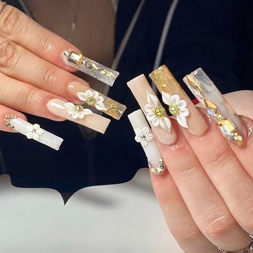 Set 32PCs 3D Sweet Season Poinettia (5 Petals) Flower Nail Art Charms Handmade by Acrylic Powder Design Acrylic Nail Art for Women Girls (Full16 Colors-32Pcs)