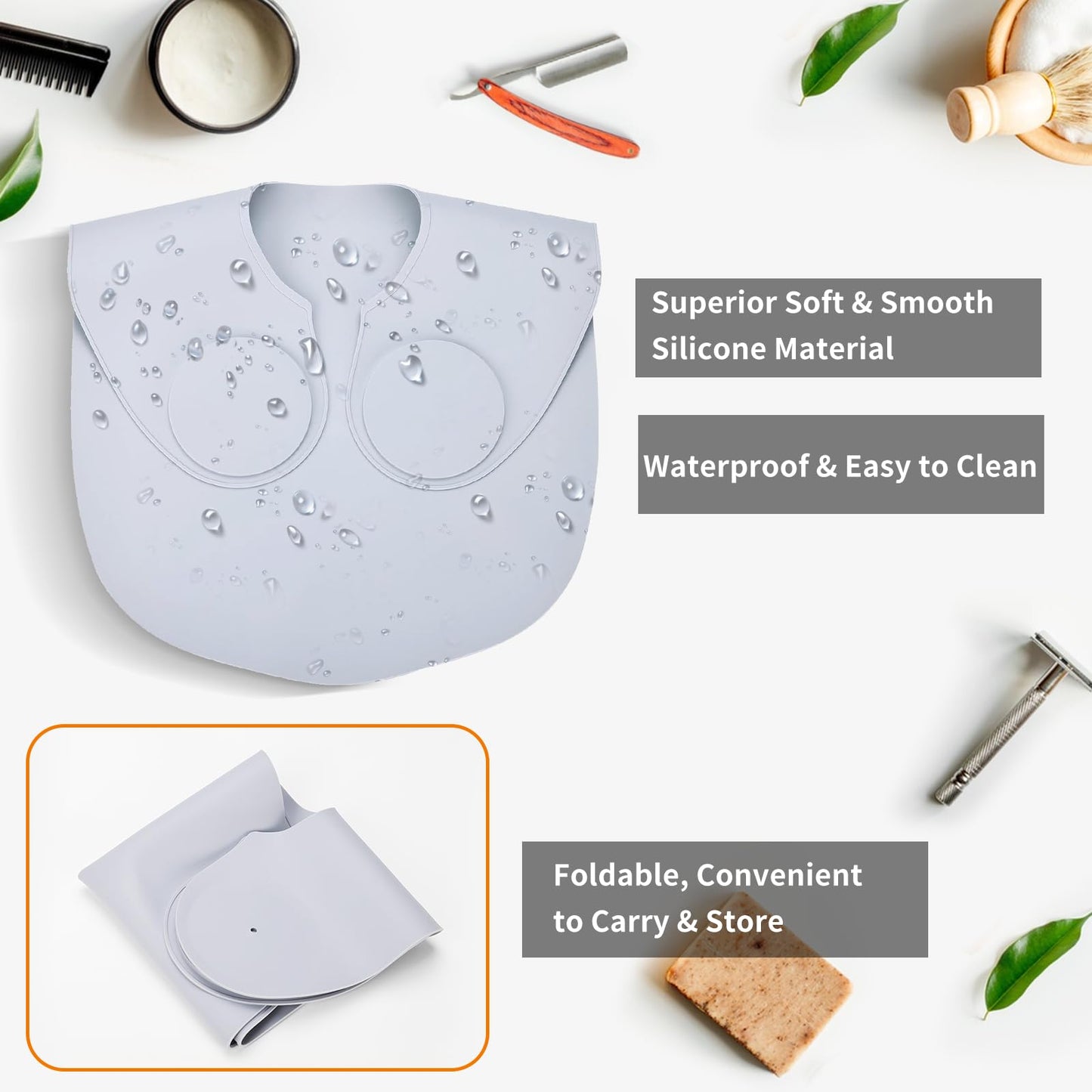 AISEELY Large Hair Dye Collar, Waterproof Weighted Front Hair Collar Barber Hair Dye Guide Collar, Silicone Hair Cutting Shawl, Rubber Neck Wrap Neck Guard, Salon Hairdressing Hair Cutting Pad, Grey