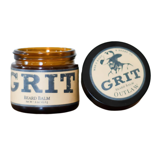 GRIT Beard Balm Outlaw (1.6 oz) | All Natural | Styles, Strengthens & Softens Beards & Mustaches | Moisturizes Skin | Leave in Conditioner Wax for Men
