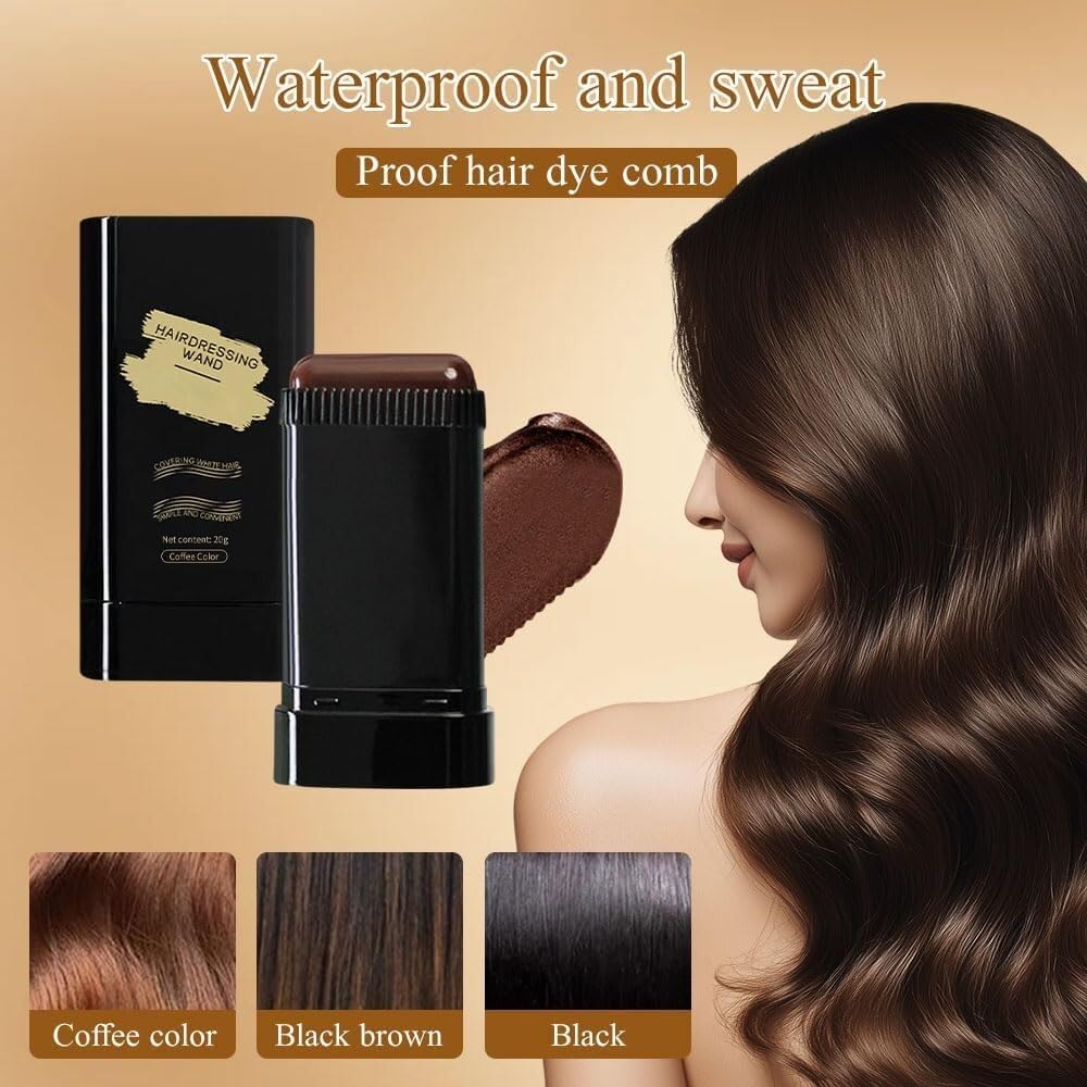 Waterproof Hair Dye Comb | Instant Gray Root Touch-Up Stick, Sweat-Proof & Travel-Friendly Hair Color Stick with Built-in Comb