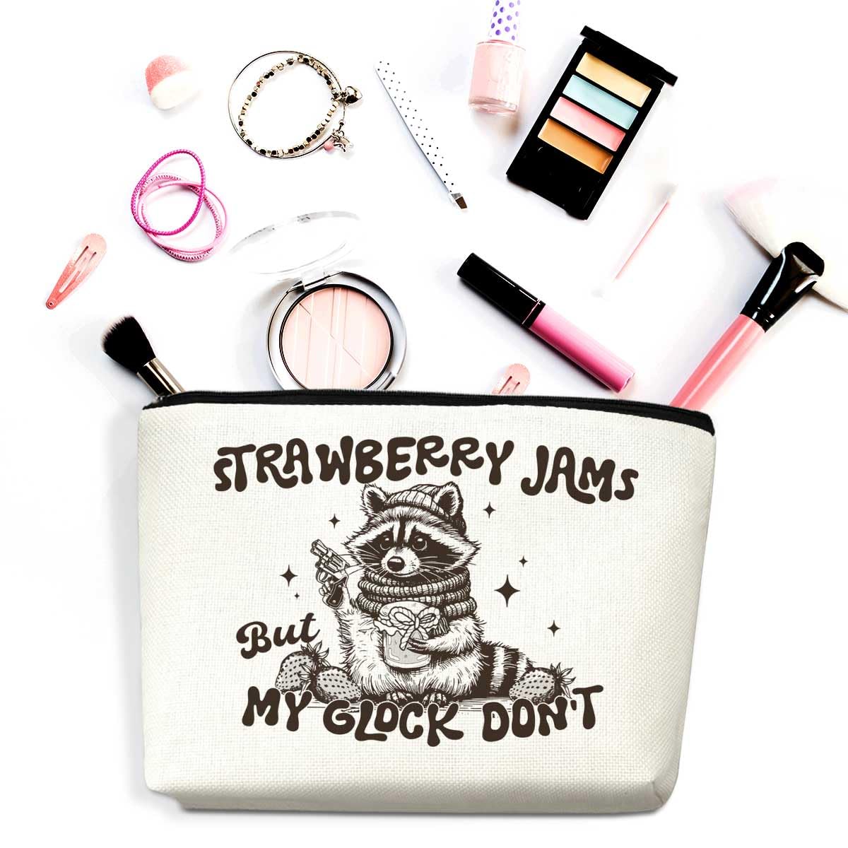 Cute Raccoon Gifts Cosmetic Bag Travel Organizer Zipper Pouch Makeup Bag Racoon Gifts for Women, Girls, Best Friend, Sister Funny Birthday-07