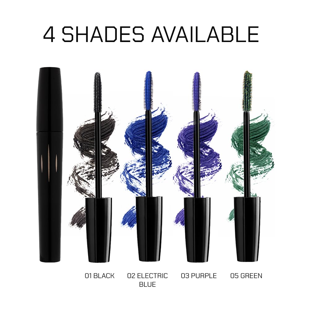 Radiant Professional Studio Perfect Mascara Volume and Length – Smudge-Proof, Cruelty Free, Lengthening Mascara with Silicone Brush & Natural Wax – Green (05), 0.30 oz