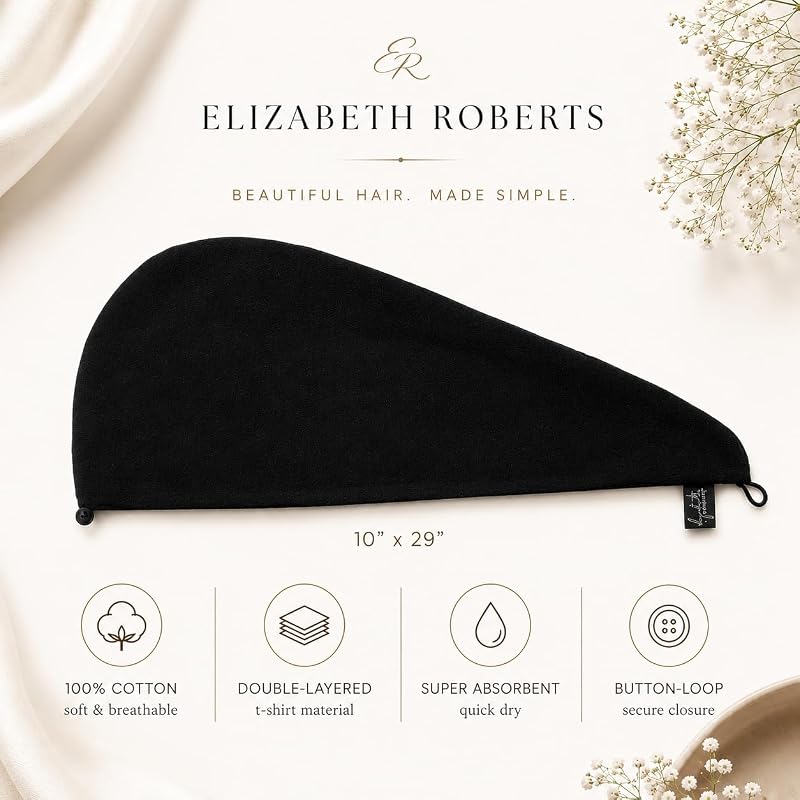 Flat-Front Cotton Hair Towel Wrap Turban Style - 100% Cotton Plopping Towel - White (Variation: White)
