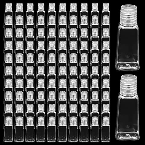 100 Pack 1oz Plastic Travel Bottles with Flip Caps - Refillable Water & Lotion Containers