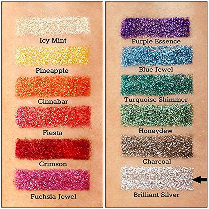 GLITTIES - Brilliant Silver - Cosmetic Grade Extra Fine (.006") Loose Glitter Powder Safe for Skin! Perfect for Makeup, Body Tattoos, Face, Hair, Lips, Soap, Lotion, Nail Art - (30 Gram Jar)