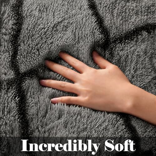 ONASAR 6x9 Grey and Black Geometric Area Rug - Ultra Soft Fluffy Modern Home Decor