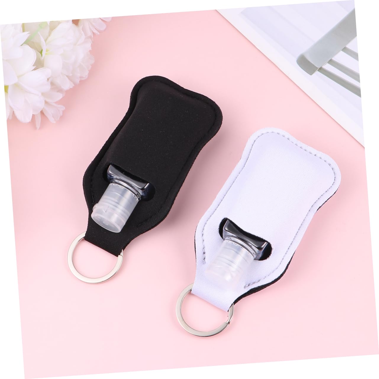 Ipetboom 4 Set Refillable Bottles with Keychain Holders Portable Empty Hand Containers for Soap Lotion and Liquids Bottles Neoprene Covers