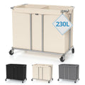 2-Section Rolling Laundry Hamper with Wheels, Beige 31.5" x 15.75" x 30.7"
