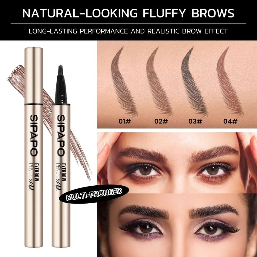 Microblading Brow-Fection Eyebrow Pen – Waterproof Smudge-Proof Liquid Eyebrow Tattoo Pen for Hair-Like Strokes, Long-Lasting Precision Eyebrow Pencil for All-Day Wear(03 Natural Black)