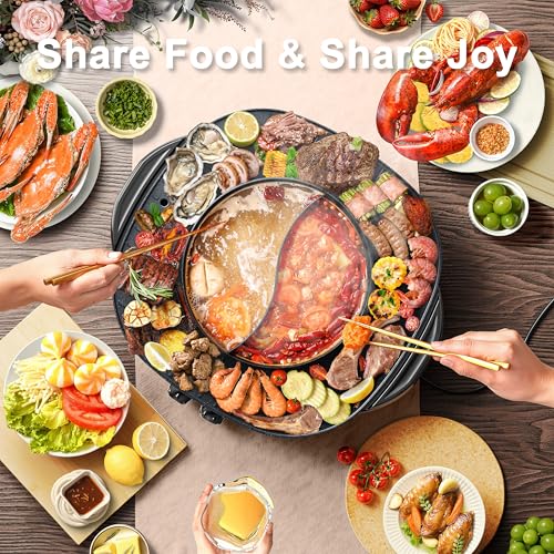 2-in-1 Electric Hot Pot and Grill - Korean BBQ & Shabu Shabu Cooker