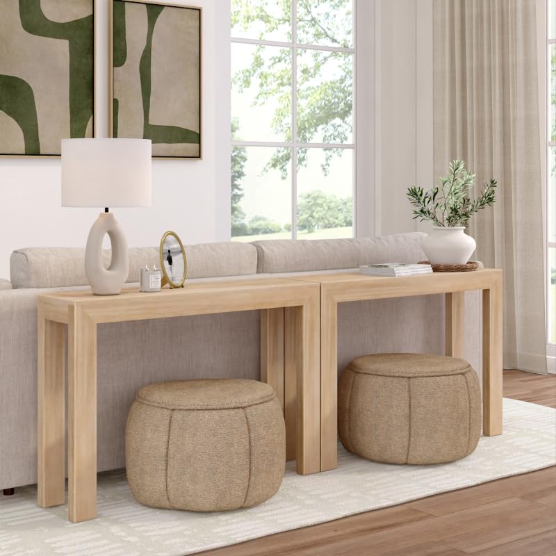 Plank+Beam Blonde Modern Console Table 46 Inch - Sleek Minimalist Entryway & Living Room Accent