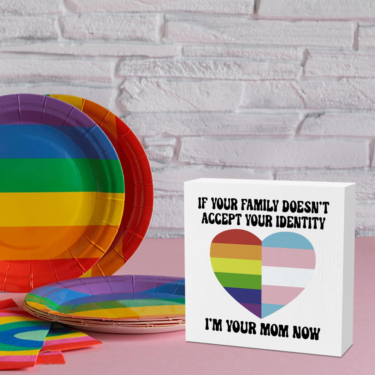 Gay Pride Party Decorations Gay Pride Gifts for Women Lesbian LGBT LGBTQ Coming Out Gifts Idea Rainbow Decor for Prides Month 5 x 5 inches
