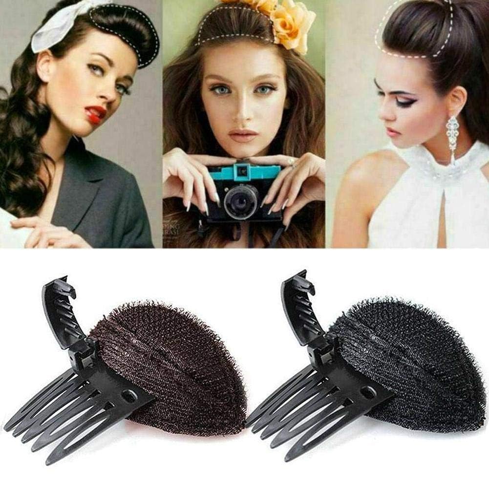 Black Puff Hair Head Cushion Hair Volume Clips Fluffy Hair Pad Sponge Clip Bun Comb Bump It Up Volume Hair Base Set for Women and Girls DIY Hairstyling Tools, Bun and Crown Shapers